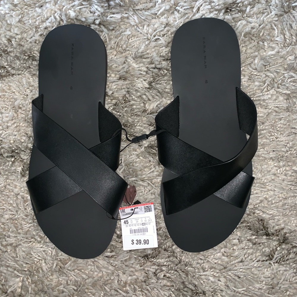 NEW with Tags Men’s Zara Black Size 12 Sandals